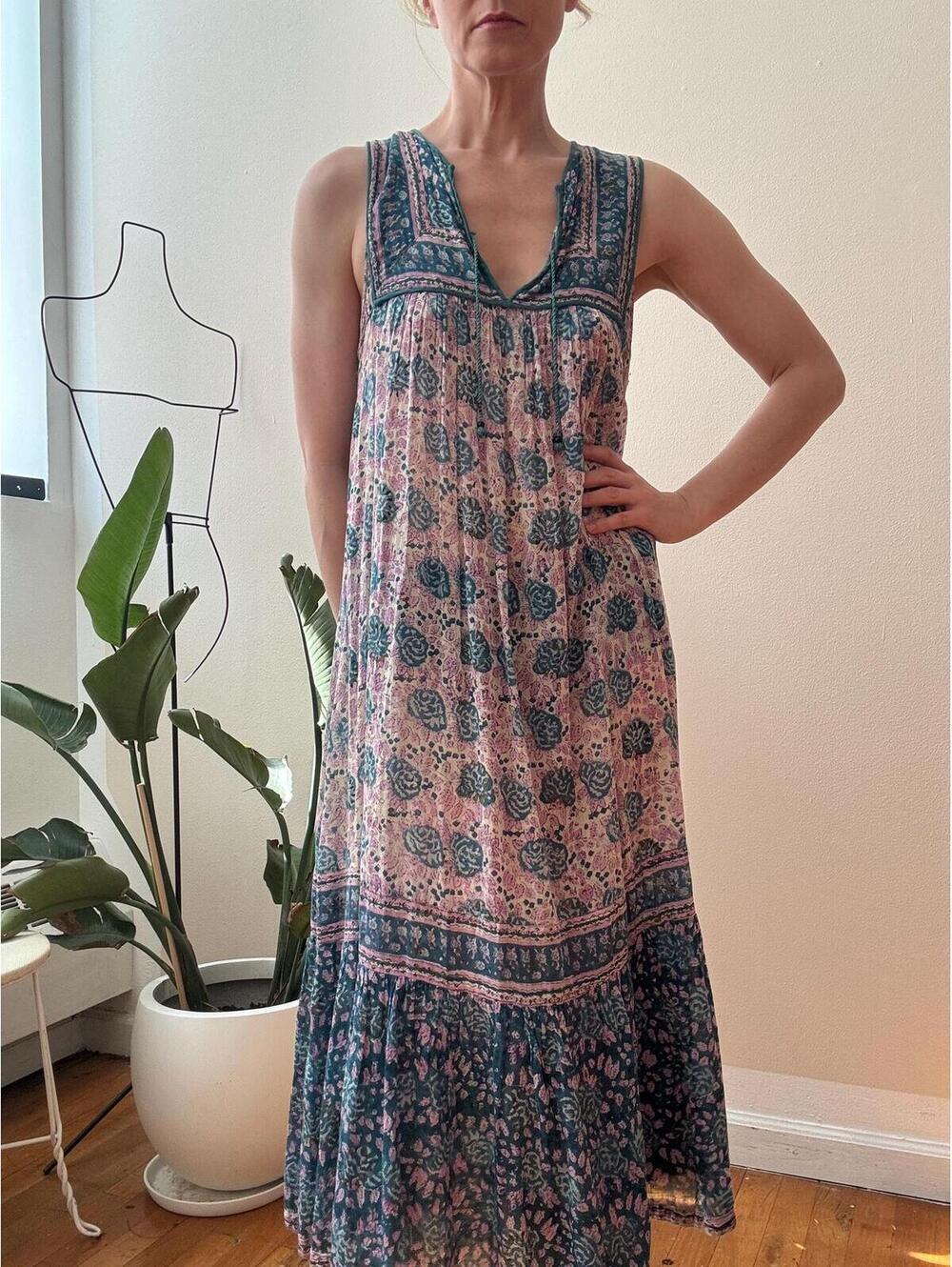Vintage 1970s Indian Cotton Block Print Sundress